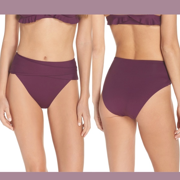 NEW Becca Color Code‎ Crossover High Waist Bikini Bottoms Merlot [ Small ] - Picture 2 of 11